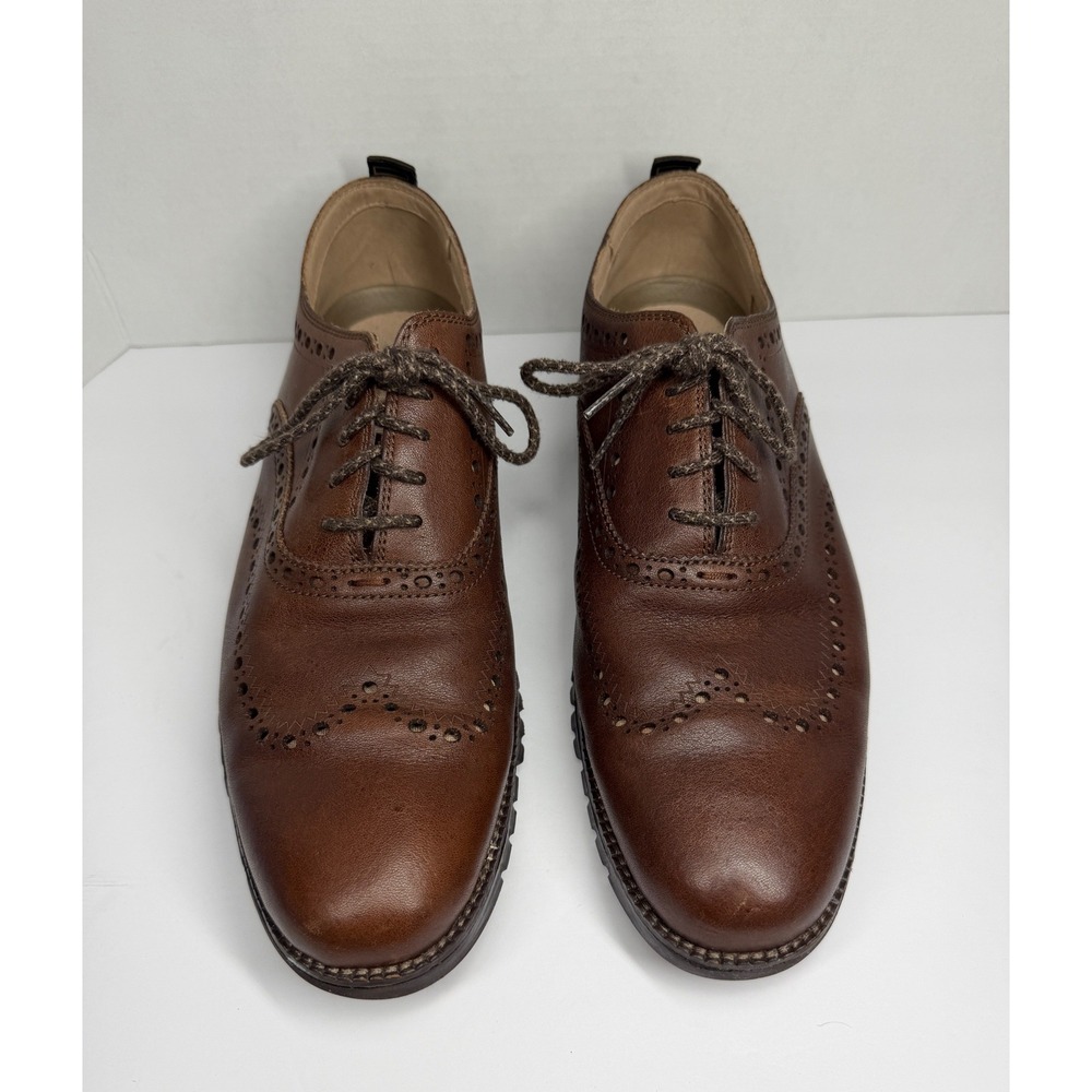 Cole Haan Zerogrand Wingtip Oxford Mens 10 M Brown Leather Dress Casual Shoes